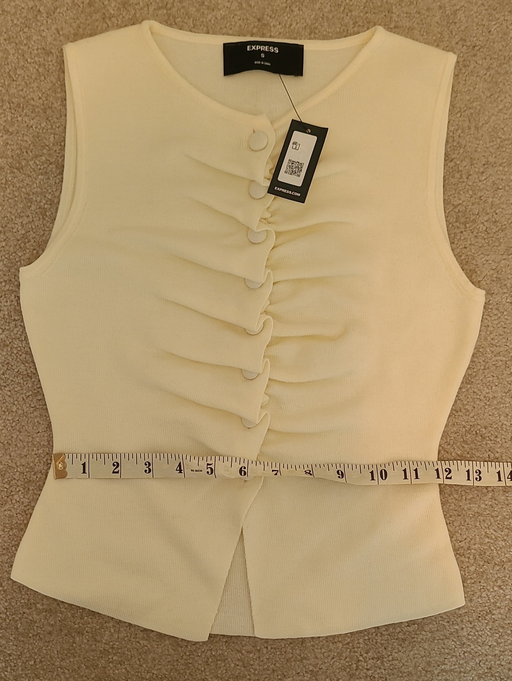 Express Ruched Front Covered Button Sweater Vest S - Picture 5 of 8